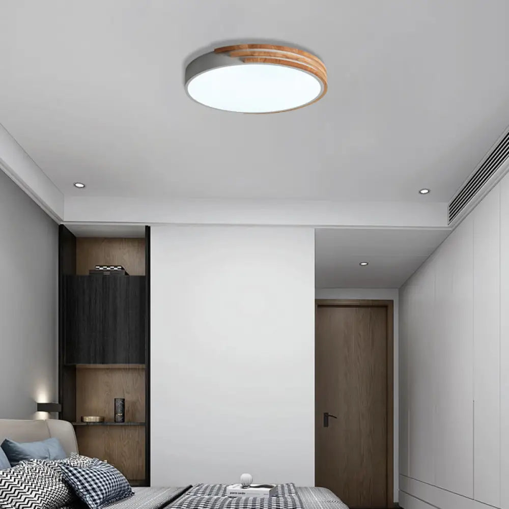 Ronde Plafondlamp Hout & Acryl – Scandinavische Stijl 40cm | Sansoti