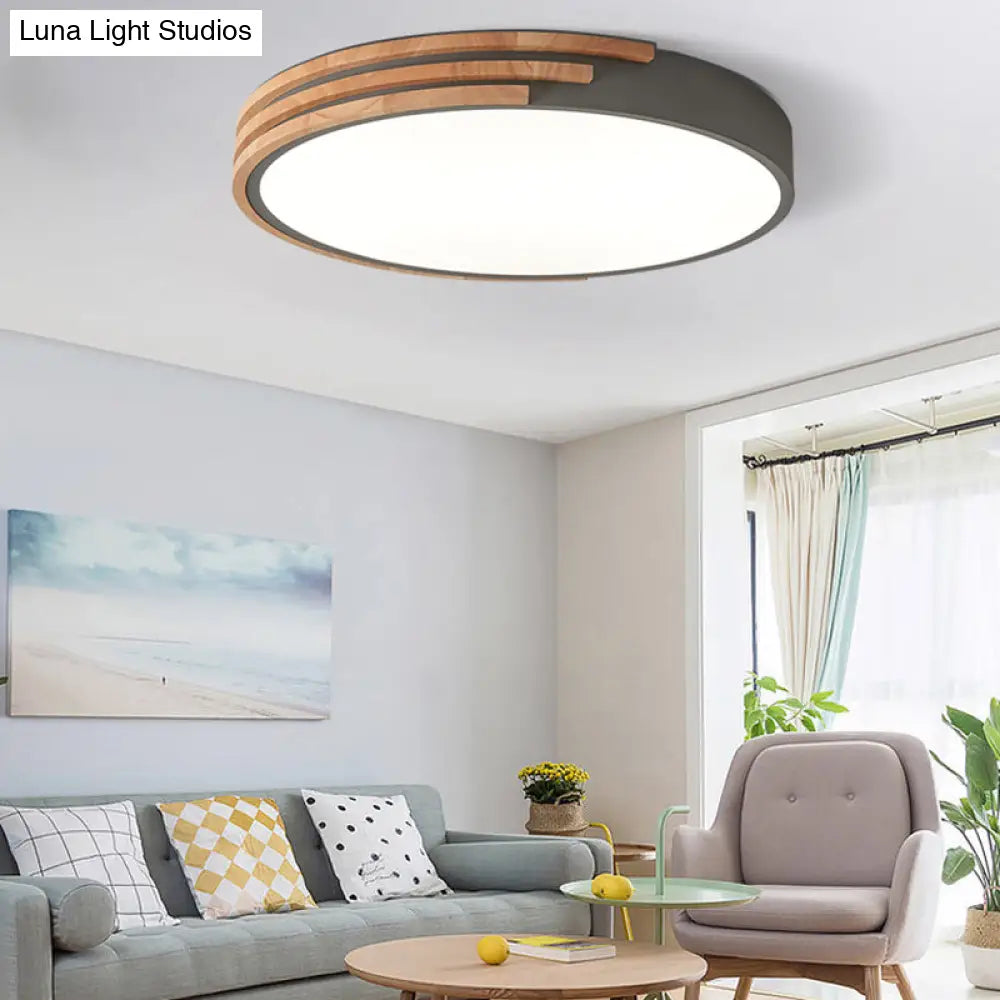 Ronde Plafondlamp Hout & Acryl – Scandinavische Stijl 40cm | Sansoti