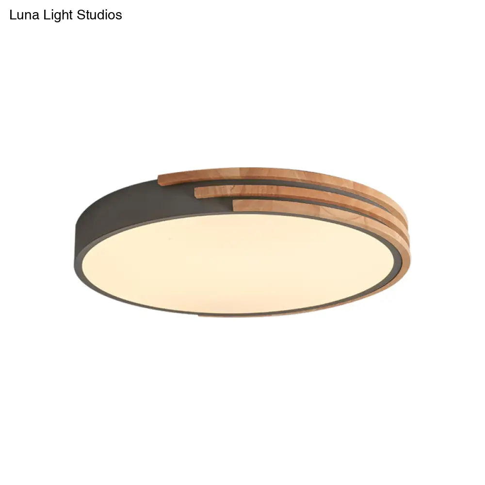 Ronde Plafondlamp Hout & Acryl – Scandinavische Stijl 40cm | Sansoti