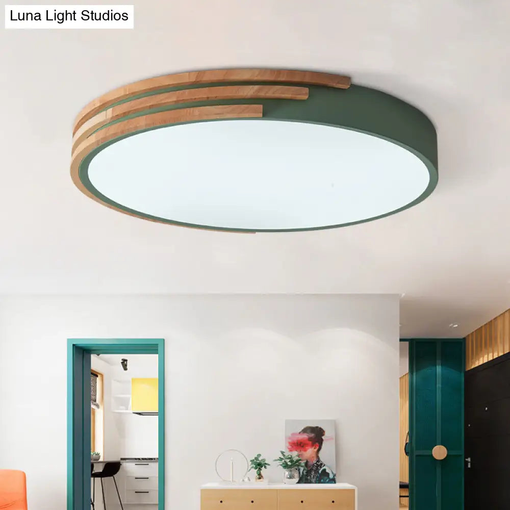 Ronde Plafondlamp Hout & Acryl – Scandinavische Stijl 40cm | Sansoti