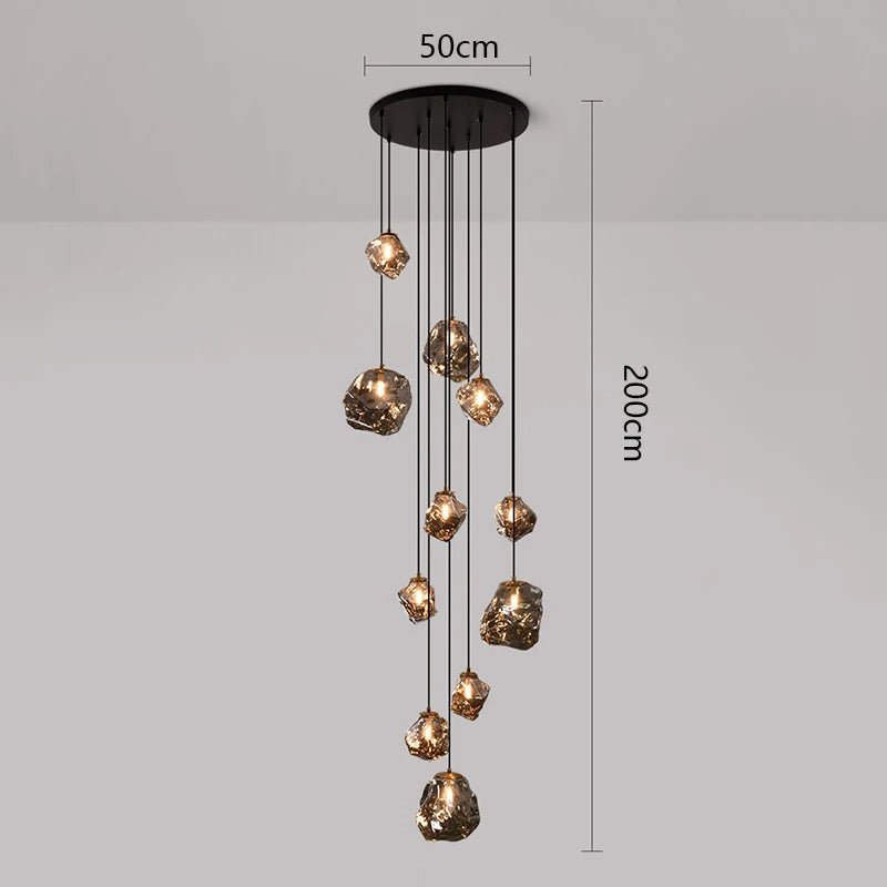 Lustre sculptural pour cage d’escalier, LED réglable et dimmable, lumière chaude, design moderne et minimaliste | Sansoti
