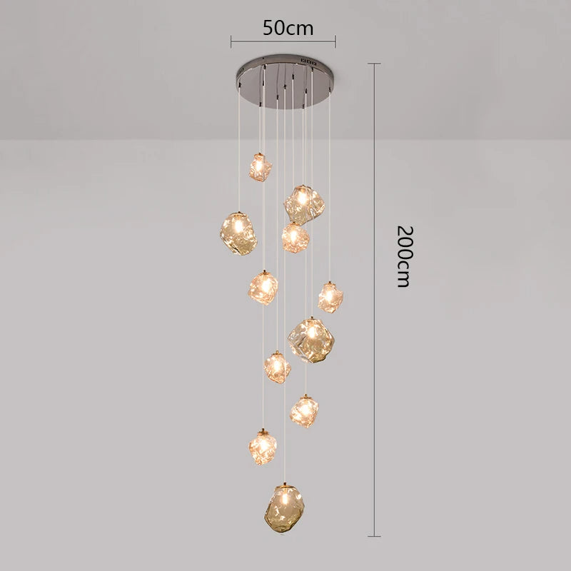 Lustre sculptural pour cage d’escalier, LED réglable et dimmable, lumière chaude, design moderne et minimaliste | Sansoti