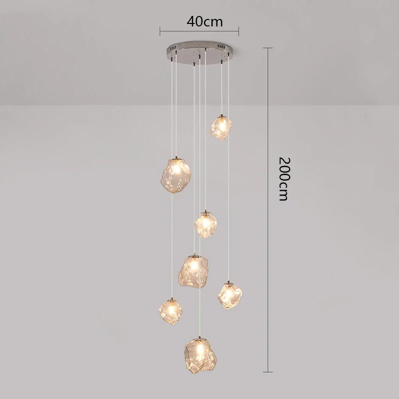 Lustre sculptural pour cage d’escalier, LED réglable et dimmable, lumière chaude, design moderne et minimaliste | Sansoti