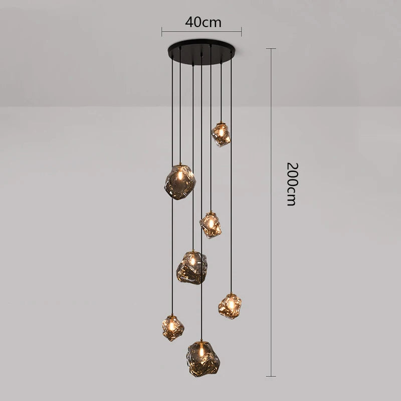 Lustre sculptural pour cage d’escalier, LED réglable et dimmable, lumière chaude, design moderne et minimaliste | Sansoti