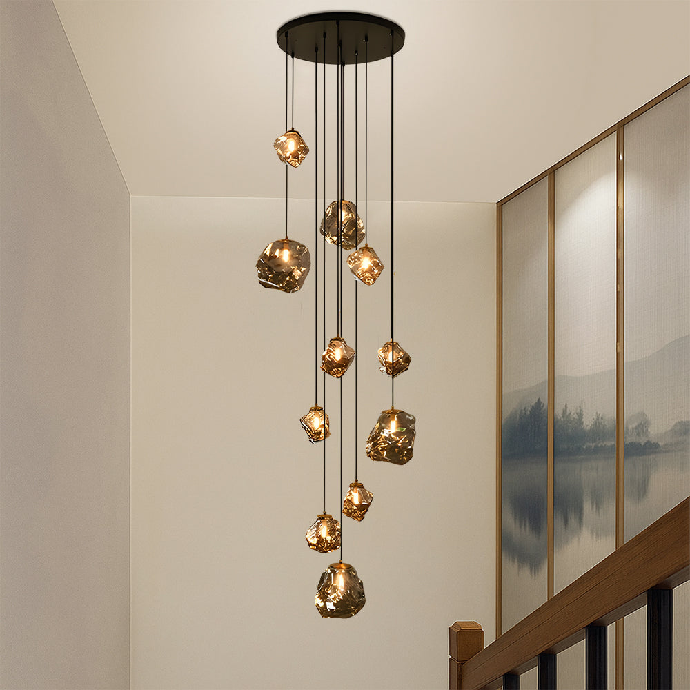 Lustre sculptural pour cage d’escalier, LED réglable et dimmable, lumière chaude, design moderne et minimaliste | Sansoti