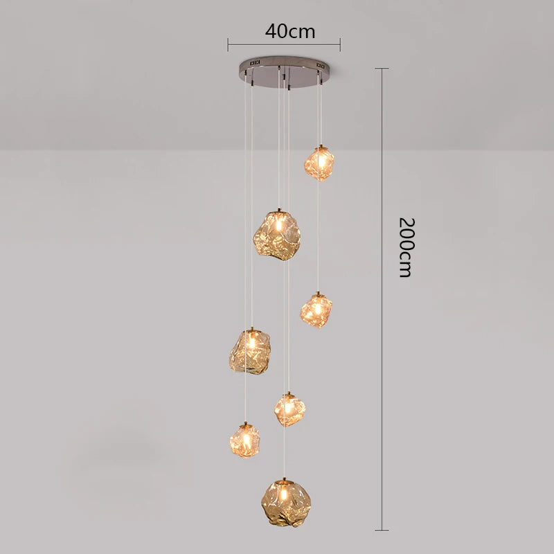 Lustre sculptural pour cage d’escalier, LED réglable et dimmable, lumière chaude, design moderne et minimaliste | Sansoti