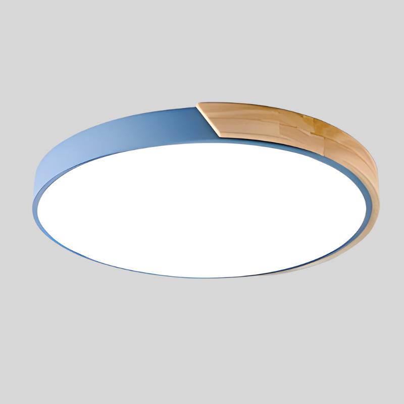 Scandinavian Ceiling Lamp with Wood Accent Macaron Shape Modern Ambient Lighting Living Room Bedroom | Sansoti