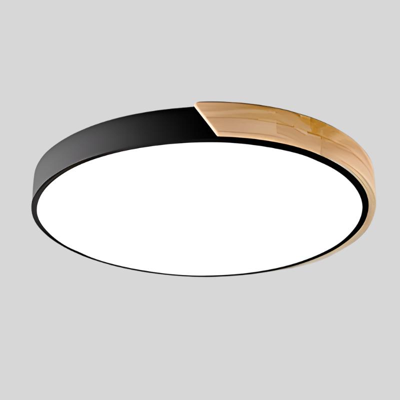 Scandinavian Ceiling Lamp with Wood Accent Macaron Shape Modern Ambient Lighting Living Room Bedroom | Sansoti
