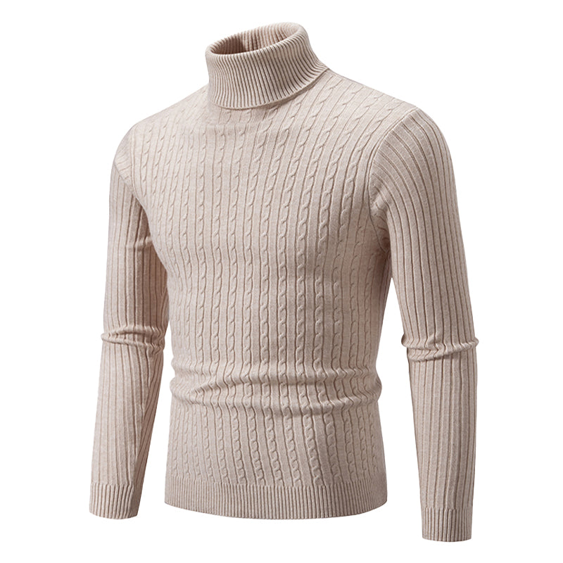 Rollkragenpullover mit Zopfmuster – Gerippter Rollkragen – Zeitlose Eleganz – Strukturierte Ärmel – Damenpullover | Sansoti