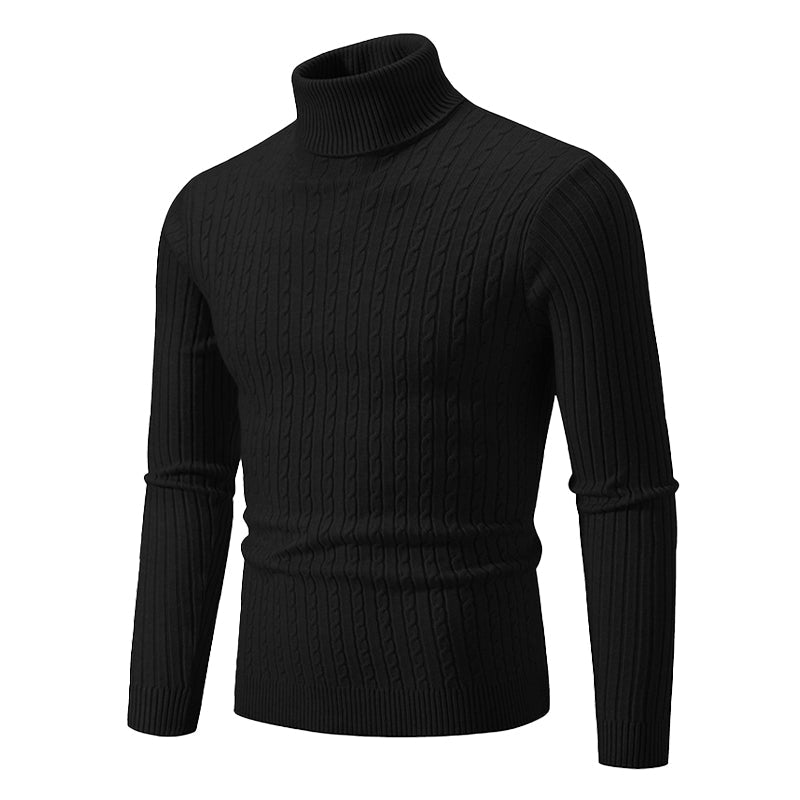 Rollkragenpullover mit Zopfmuster – Gerippter Rollkragen – Zeitlose Eleganz – Strukturierte Ärmel – Damenpullover | Sansoti