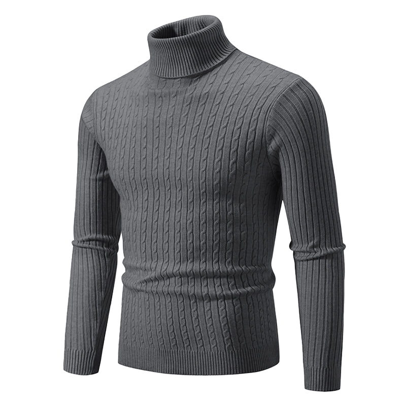 Rollkragenpullover mit Zopfmuster – Gerippter Rollkragen – Zeitlose Eleganz – Strukturierte Ärmel – Damenpullover | Sansoti