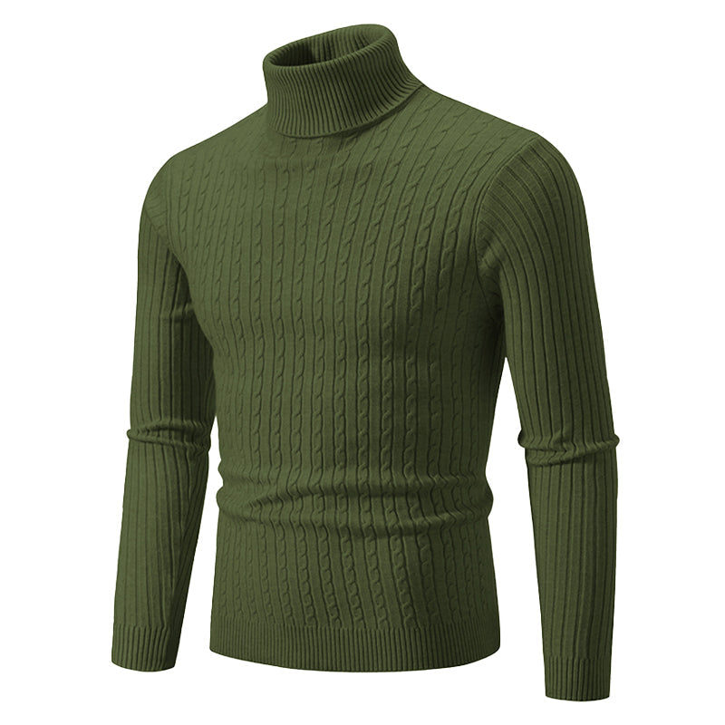 Rollkragenpullover mit Zopfmuster – Gerippter Rollkragen – Zeitlose Eleganz – Strukturierte Ärmel – Damenpullover | Sansoti