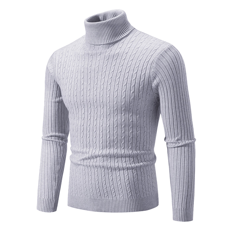 Rollkragenpullover mit Zopfmuster – Gerippter Rollkragen – Zeitlose Eleganz – Strukturierte Ärmel – Damenpullover | Sansoti