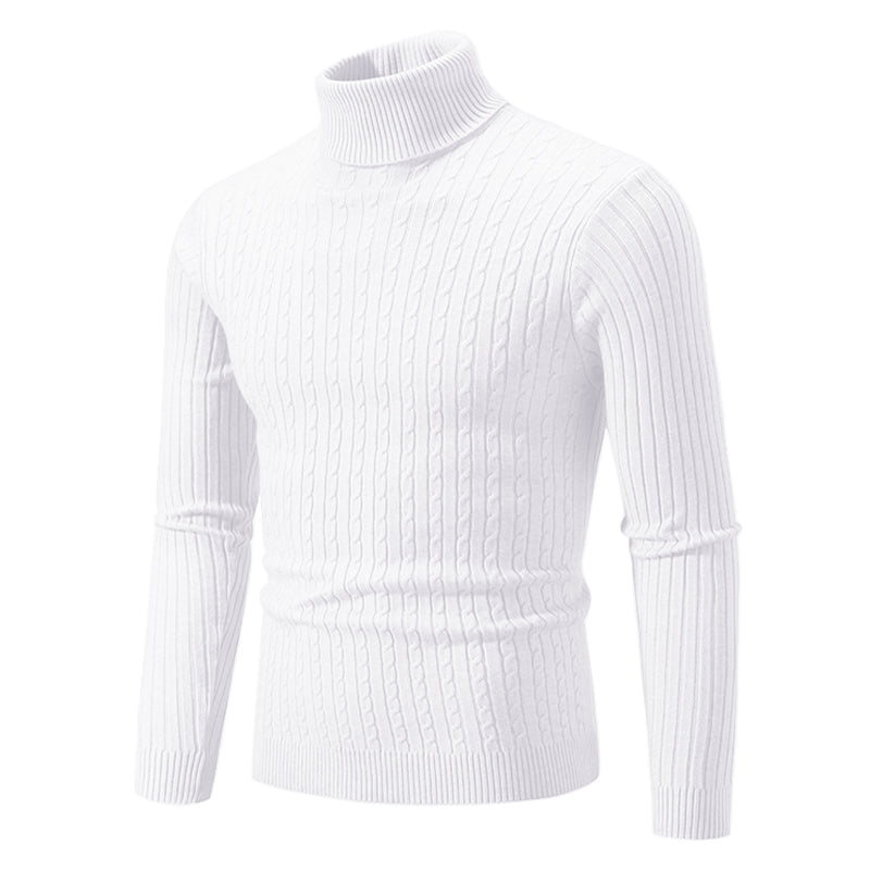 Rollkragenpullover mit Zopfmuster – Gerippter Rollkragen – Zeitlose Eleganz – Strukturierte Ärmel – Damenpullover | Sansoti