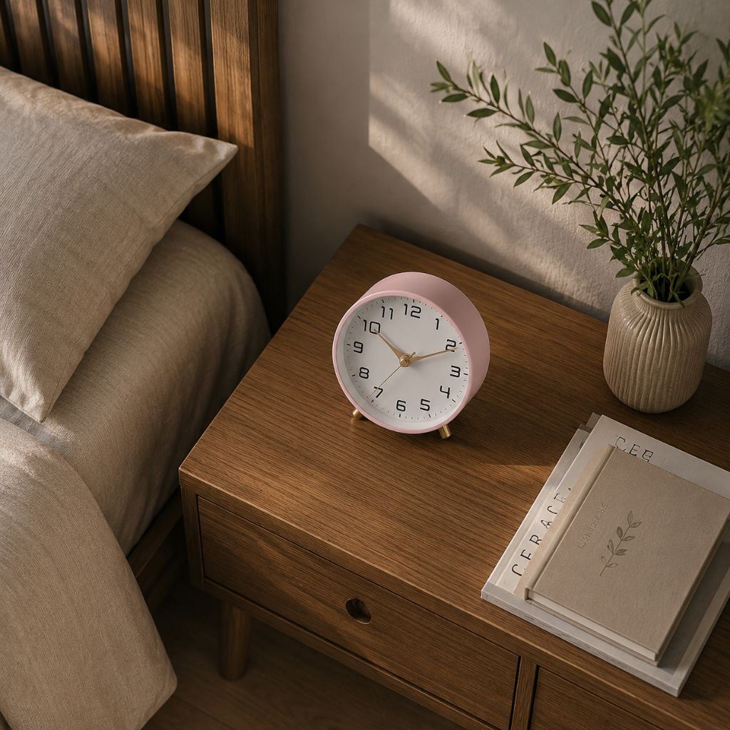 Leise Tischuhr aus Metall im skandinavischen Design, Durchmesser 12 cm, Blau Grün Weiß Schwarz Gelb Rosa, Wohnzimmer Schreibtisch | Sansoti