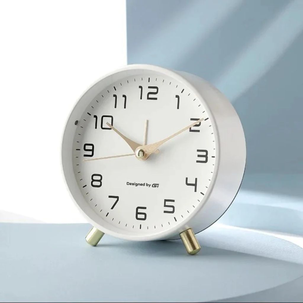 Leise Tischuhr aus Metall im skandinavischen Design, Durchmesser 12 cm, Blau Grün Weiß Schwarz Gelb Rosa, Wohnzimmer Schreibtisch | Sansoti