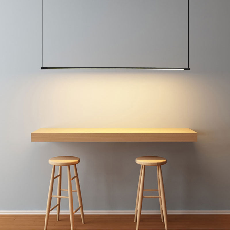 Linear Pendant Light Black Metal LED Dimmable Acrylic Dining Table Living Room Bedroom Ceiling Light | Sansoti