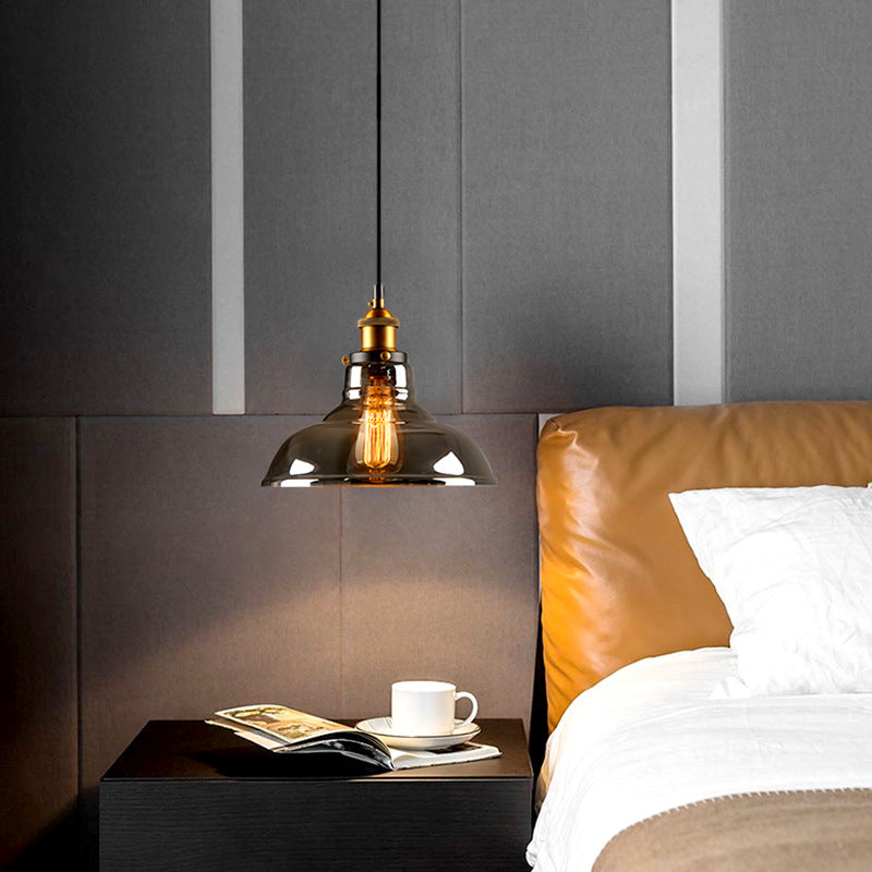 Industriële Glazen Hanglamp Metaal E27 Verstelbaar Snoer Transparant Amber Rookgrijs Binnenverlichting | Sansoti