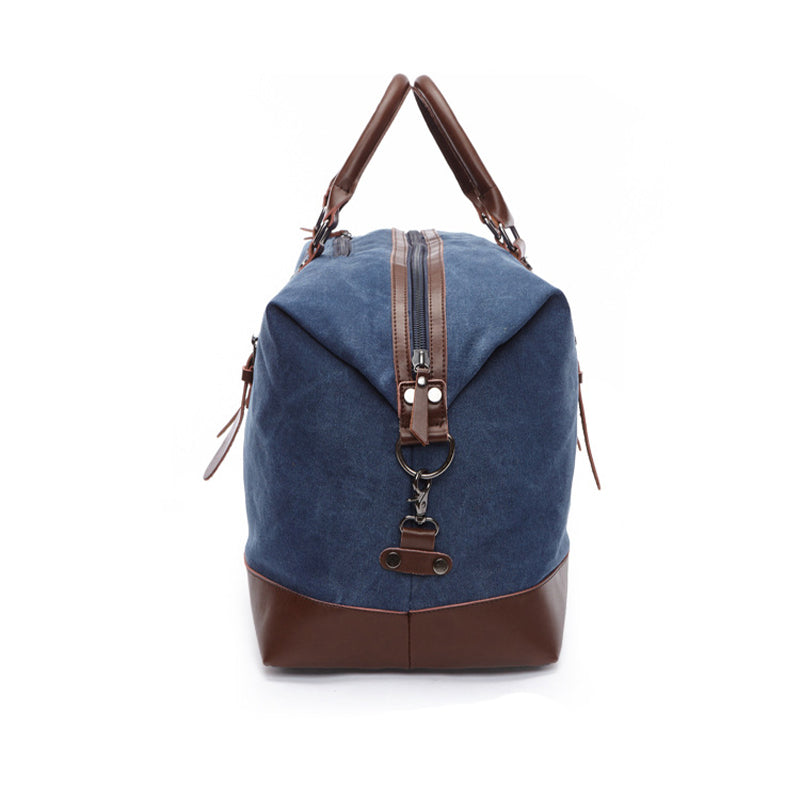 Vintage Weekendtas Leer Canvas Blauw Waterdicht Duurzaam Retro Reistas Sporttas voor Reizen Werk Gym | Sansoti
