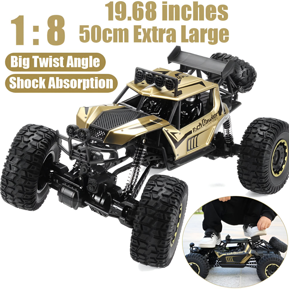 Bestuurbare Monstertruck Terreinwagen Metalen Chassis 4WD RC Auto Zwart Goud | Sansoti