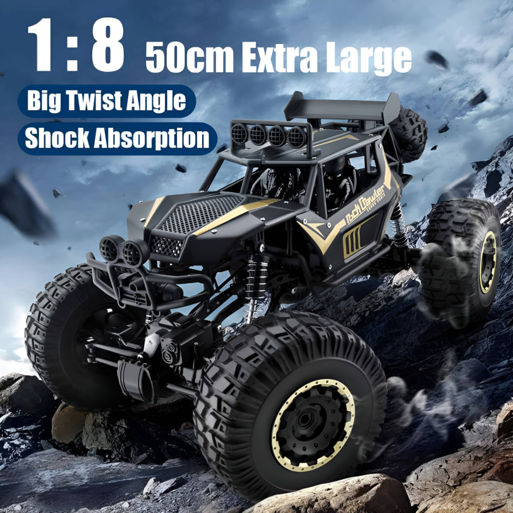 Bestuurbare Monstertruck Terreinwagen Metalen Chassis 4WD RC Auto Zwart Goud | Sansoti