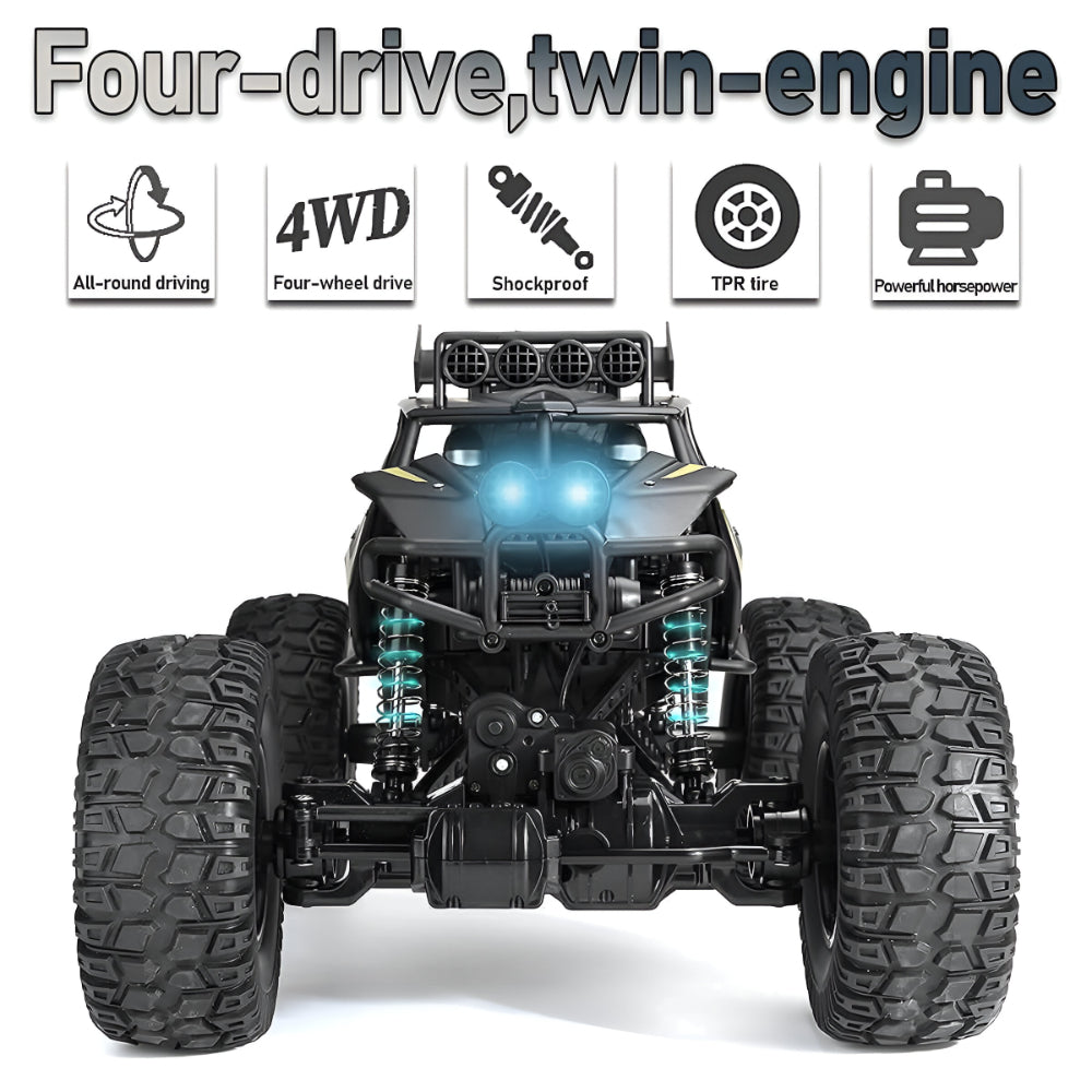 Bestuurbare Monstertruck Terreinwagen Metalen Chassis 4WD RC Auto Zwart Goud | Sansoti