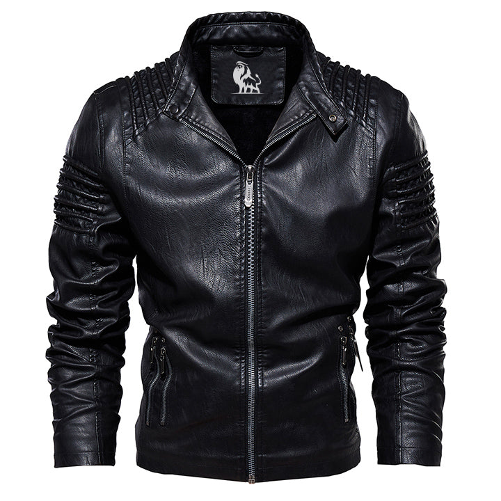 Faux Leather Motorcycle Jacket Black Waterproof Scratch-Resistant Men's Women's Streetwear Biker Jacket Premium PU Leather | Sansoti