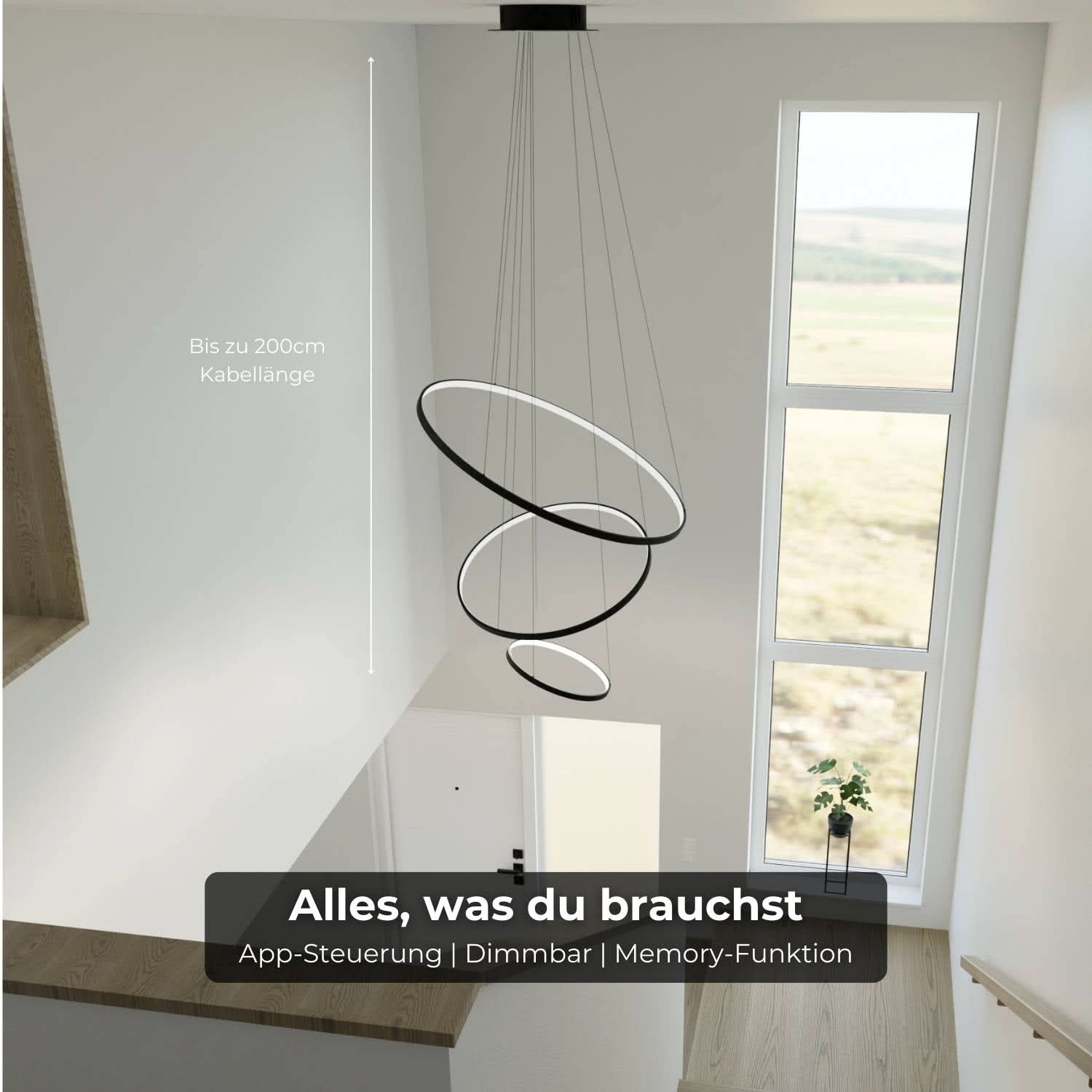 Moderne ring hanglamp met zwevend 3-ringen design | Sansoti