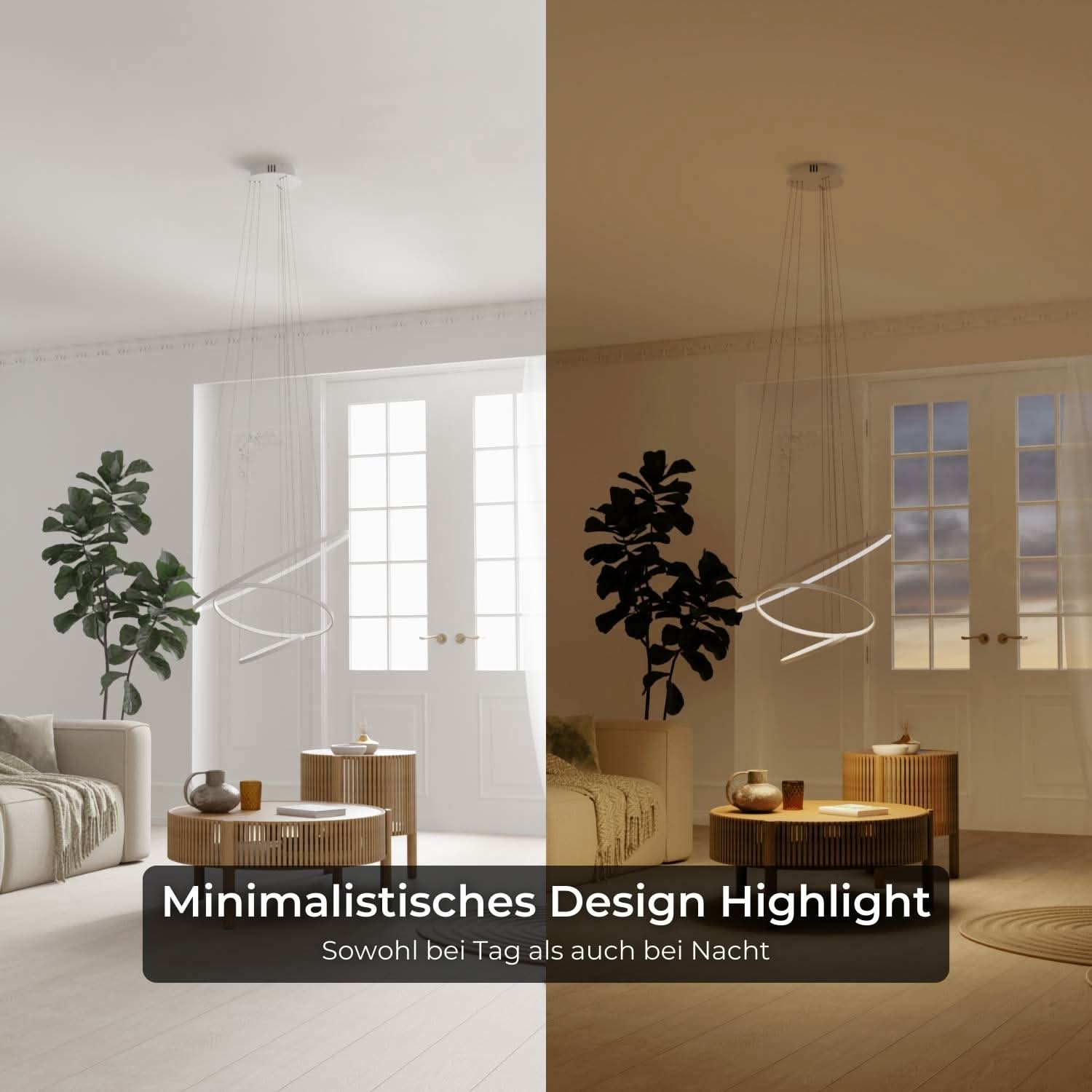 Moderne ring hanglamp met zwevend 3-ringen design | Sansoti