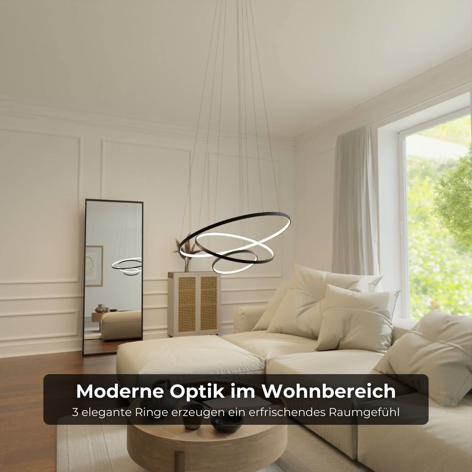 Moderne ring hanglamp met zwevend 3-ringen design | Sansoti
