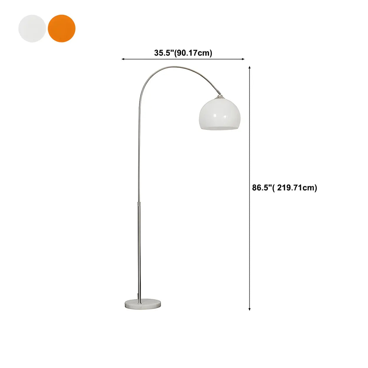 Lampadaire moderne en arc avec abat-jour en dôme acrylique et structure métallique de 220 cm de haut pour salon et coin lecture | Restfield
