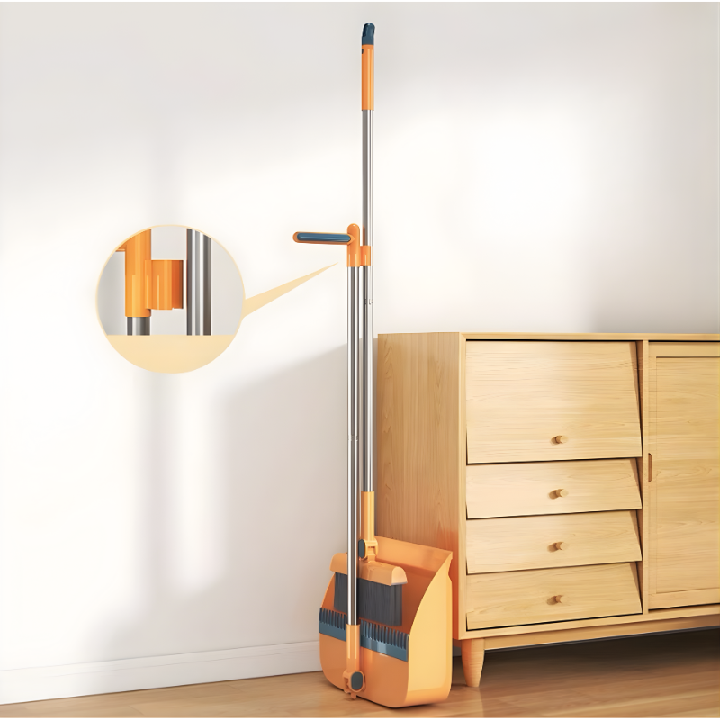 Sweeping Set Adjustable Handle & Rotating Broom Space-Saving Foldable Household Cleaning Tool | Sansoti