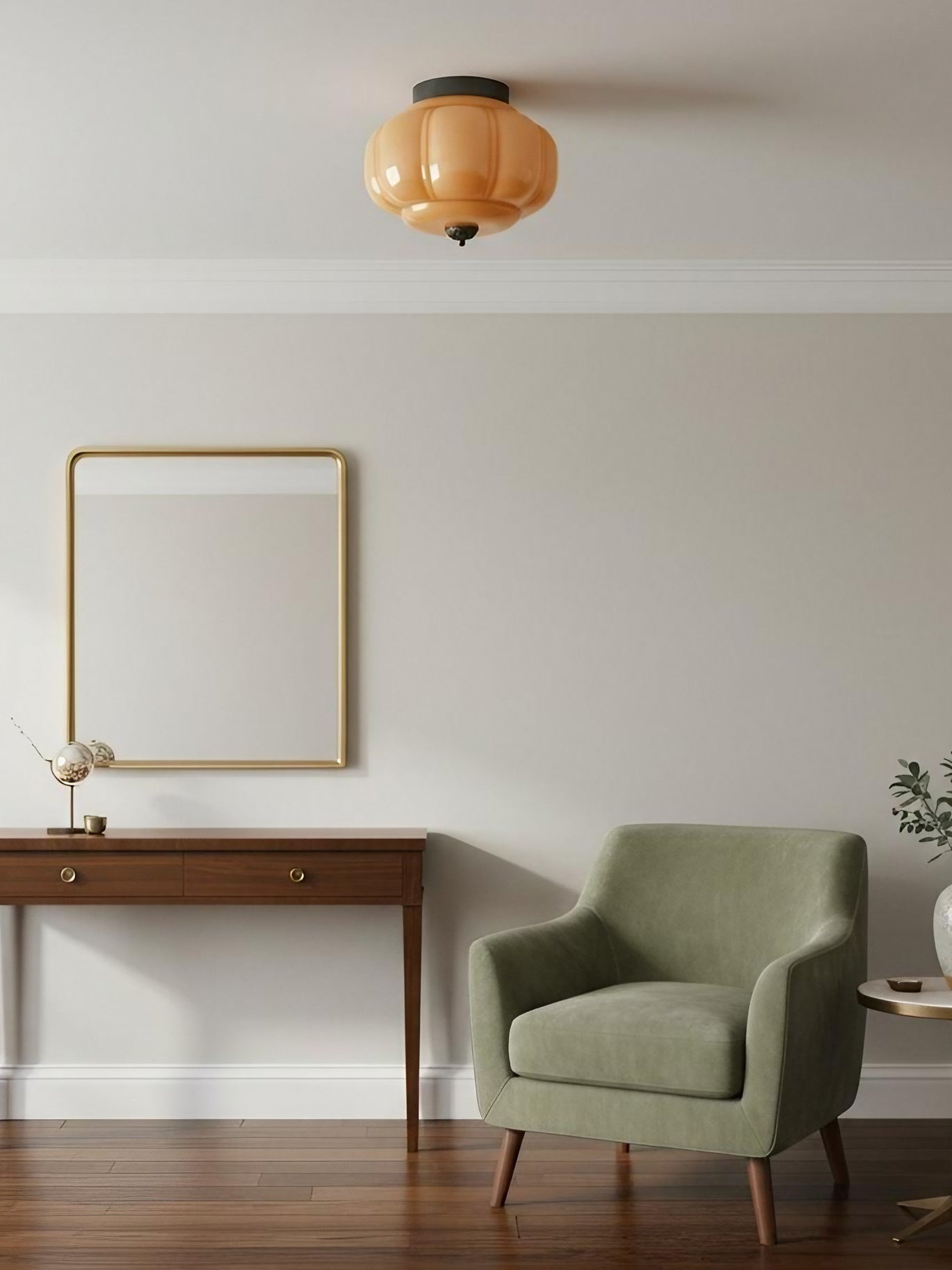 Retro Plafondlamp met Melkglazen Kap – Verfijnde Semi-Flush Mount Verlichting voor Moderne Interieurs | Sansoti