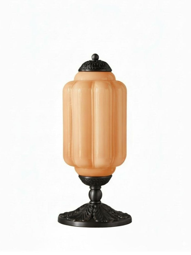 Vintage Glazen Tafellamp met Messing of Zwarte Afwerking | Sansoti