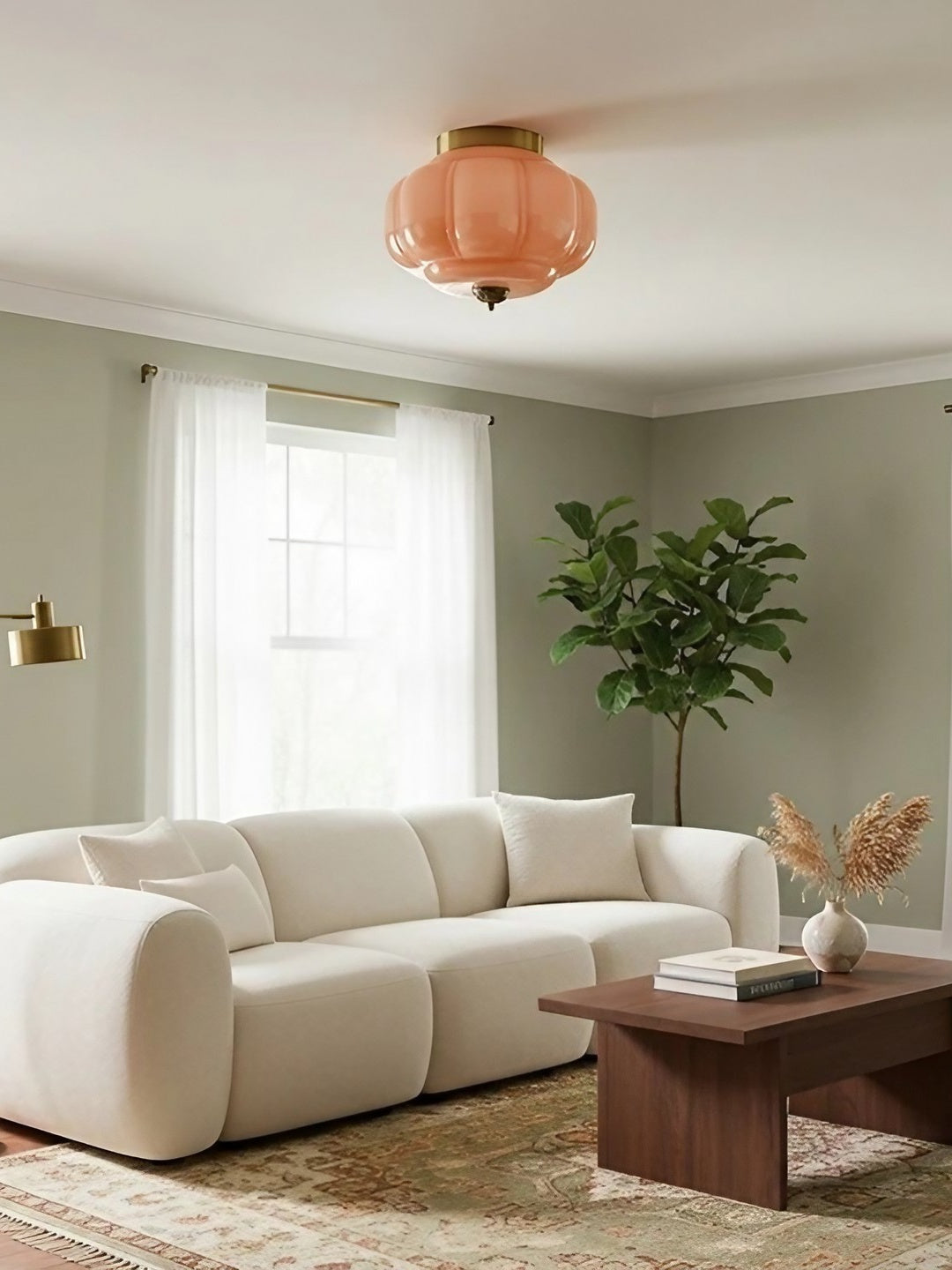 Retro Plafondlamp met Melkglazen Kap – Verfijnde Semi-Flush Mount Verlichting voor Moderne Interieurs | Sansoti