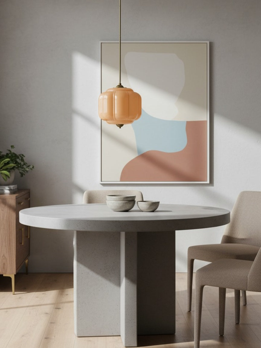 Vintage Kroonluchter met Crèmekleurige Glazen Kappen – Hanglamp in Retro-Stijl voor Eetkamer & Woonkamer | Sansoti