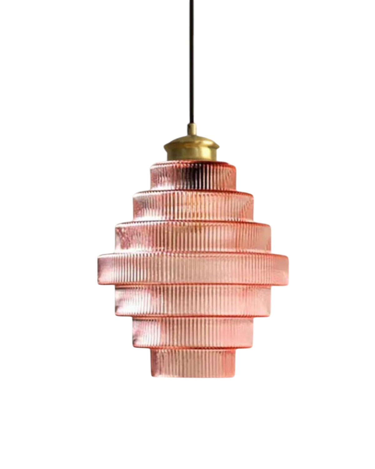 Moderne trapsgewijze glazen hanglamp met gouden detail voor eetkamer en woonkamer – luxe design verlichting | Sansoti