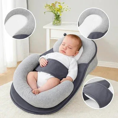 Wigkussen Baby Anti-Reflux 15° Inclinatie Ademend Katoen Afneembare Hoes 58x36cm Grijs Veilig Slapen | Sansoti