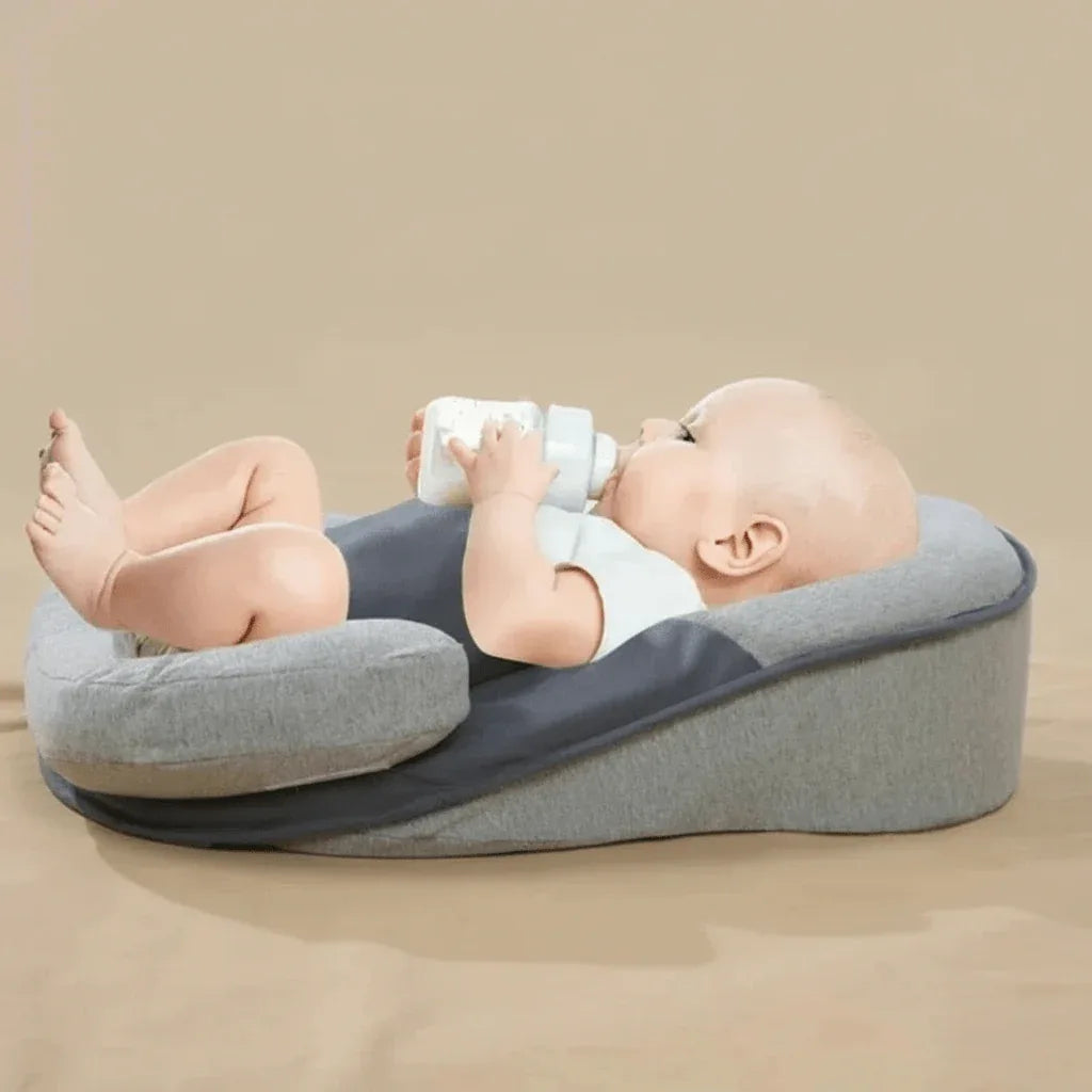 Wigkussen Baby Anti-Reflux 15° Inclinatie Ademend Katoen Afneembare Hoes 58x36cm Grijs Veilig Slapen | Sansoti
