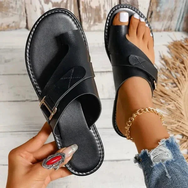 Orthopedische Leren Sandalen met Voetgewelfsteun en Hallux Valgus Correctie Dames Comfortsandalen Retro Stijl | Sansoti
