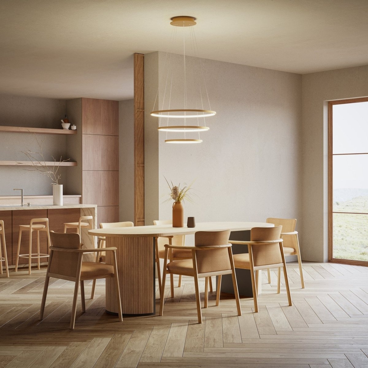 LED Hanglamp Ringen 70-55-40cm Dimbaar Aluminium Design | Sansoti