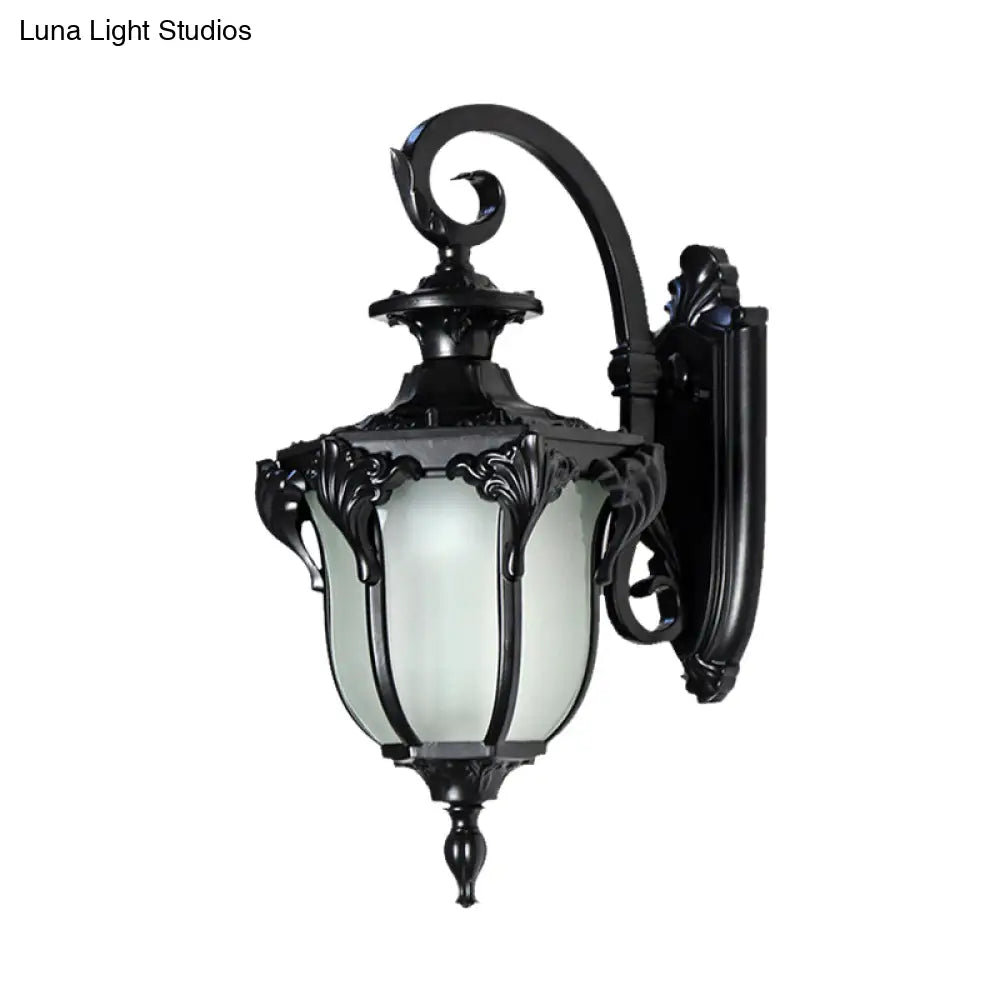 Buitenwandlamp Eikel met Sierarm Wit Glas E26/E27 Zwart Messing Vintage Rustieke Buitenverlichting Tuinlamp | Sansoti