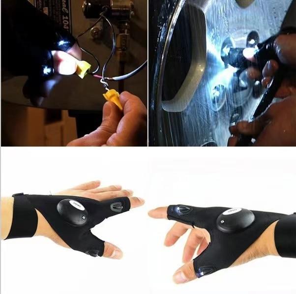 LED Vingerhandschoen met Licht Rechts Links Set voor Klussen Kamperen Vissen Fietsen Autoreparatie Handsfree | Sansoti