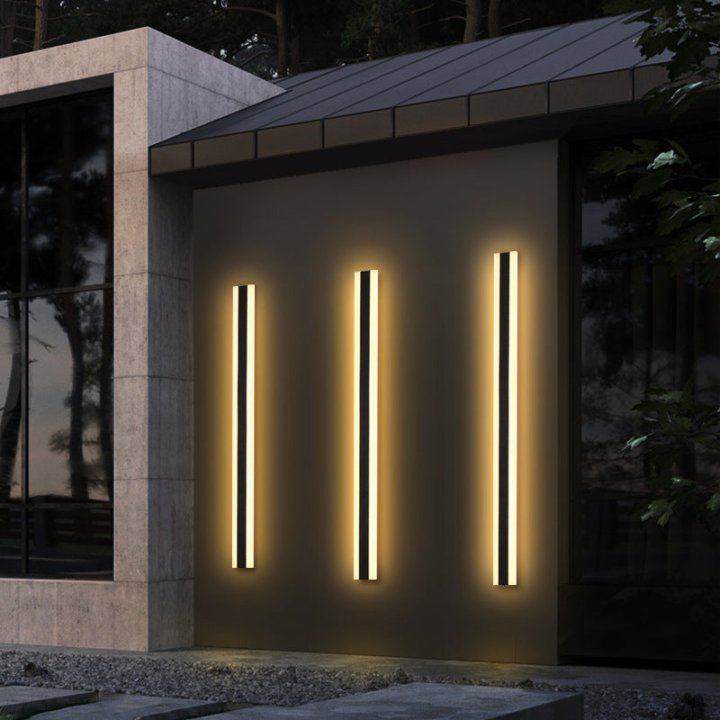Applique murale extérieure LED épurée avec éclairage linéaire | Applique murale linéaire moderne pour façade, jardin, balcon et terrasse | Sansoti