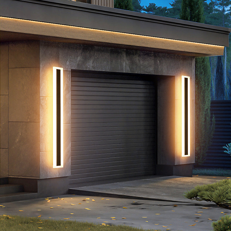 Applique murale extérieure LED épurée avec éclairage linéaire | Applique murale linéaire moderne pour façade, jardin, balcon et terrasse | Sansoti