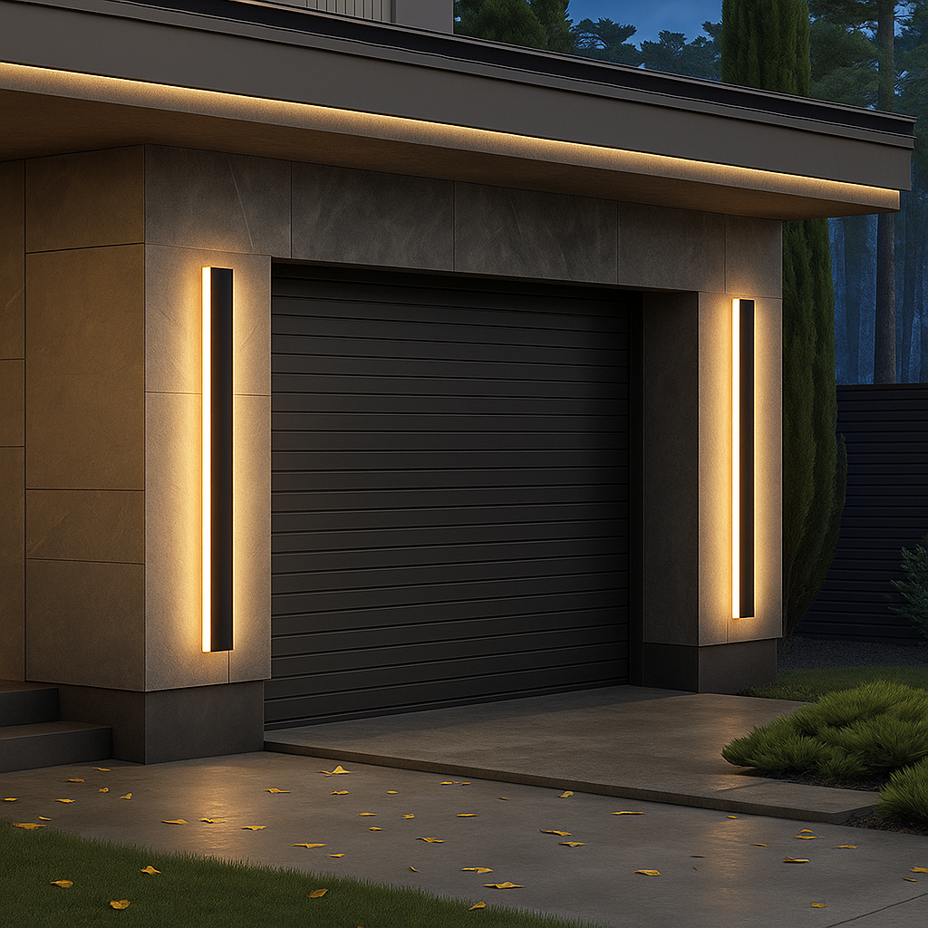 Applique murale extérieure LED épurée avec éclairage linéaire | Applique murale linéaire moderne pour façade, jardin, balcon et terrasse | Sansoti