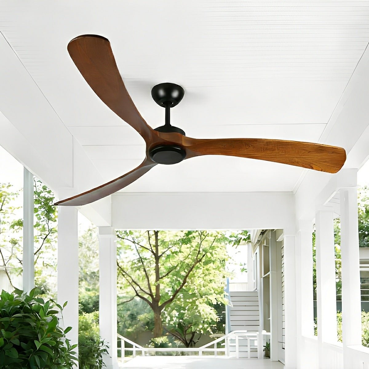 Ceiling Fan Walnut Black Reversible Water-Resistant 6 Speeds Remote Control Patio Bedroom | Sansoti