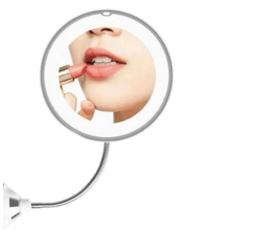 Miroir de maquillage grossissant, grossissement 10x, éclairage LED, col de cygne flexible, ventouse, miroir cosmétique de bureau | Sansoti