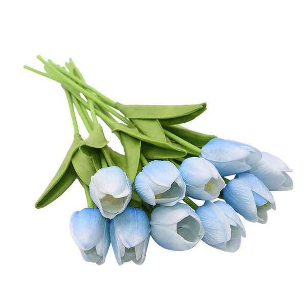Künstliche Tulpen Set mit 10 Stück PU-Blumen Dekoration Wohnzimmer Vasenarrangement Natürliches Interieur-Styling Blumenstrauß | Sansoti