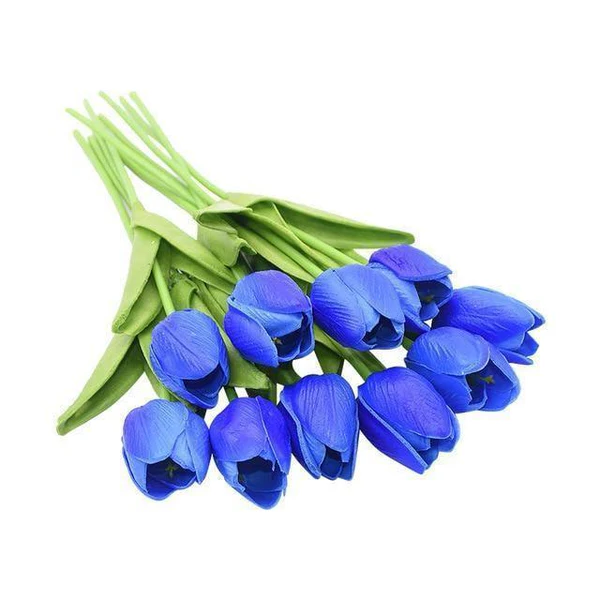Künstliche Tulpen Set mit 10 Stück PU-Blumen Dekoration Wohnzimmer Vasenarrangement Natürliches Interieur-Styling Blumenstrauß | Sansoti